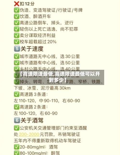 【高速限速最低,高速限速最低可以开到多少】-第1张图片