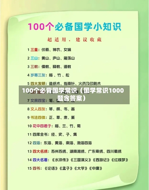 100个必背国学常识（国学常识1000题含答案）-第1张图片