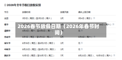 2026春节放假日期(2026年春节时间)-第1张图片