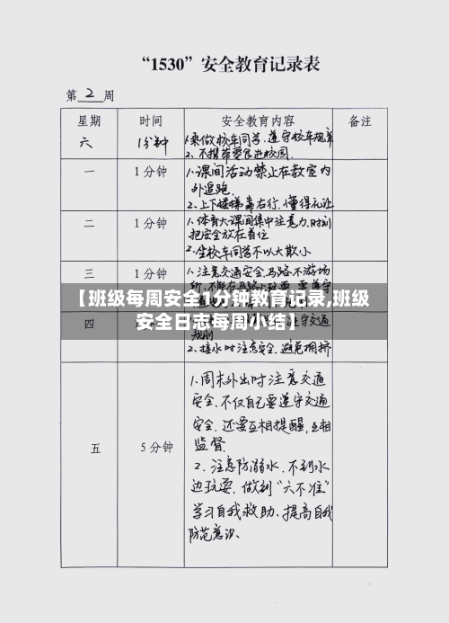 【班级每周安全1分钟教育记录,班级安全日志每周小结】-第1张图片