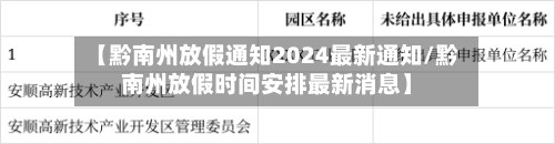 【黔南州放假通知2024最新通知/黔南州放假时间安排最新消息】-第1张图片
