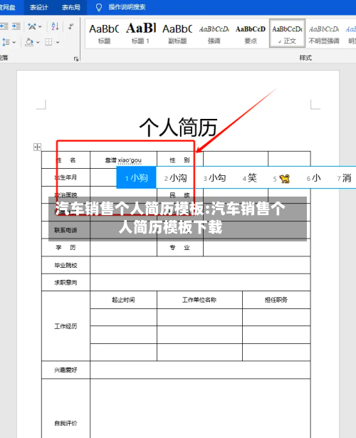 汽车销售个人简历模板:汽车销售个人简历模板下载-第1张图片