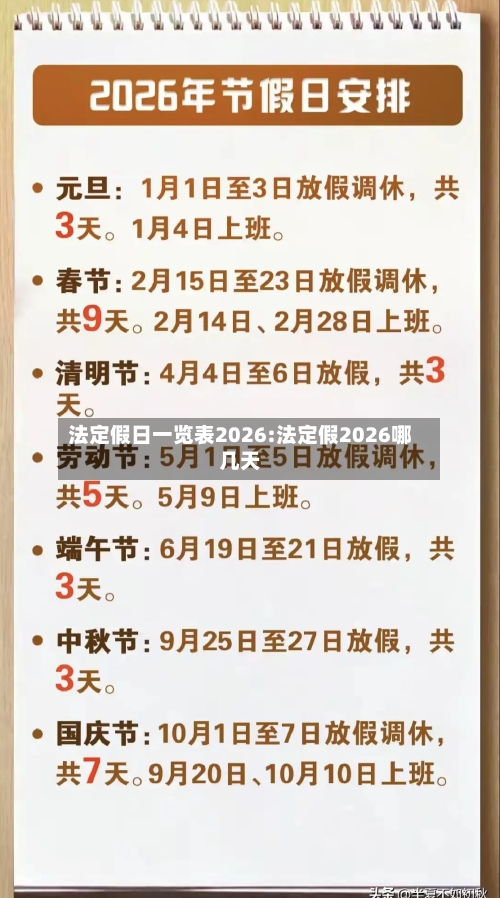法定假日一览表2026:法定假2026哪几天-第1张图片