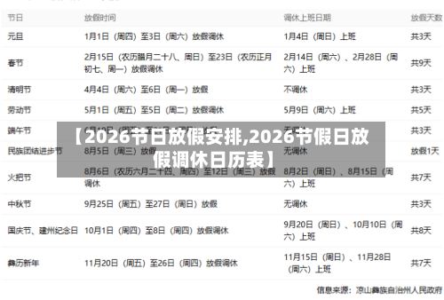 【2026节日放假安排,2026节假日放假调休日历表】-第1张图片