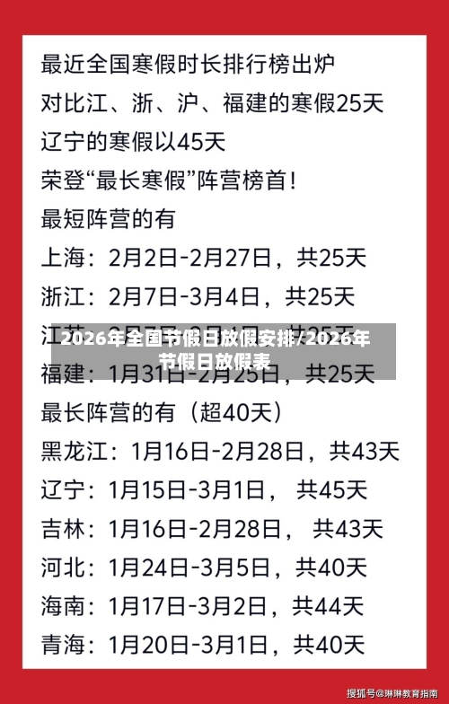 2026年全国节假日放假安排/2026年节假日放假表-第1张图片