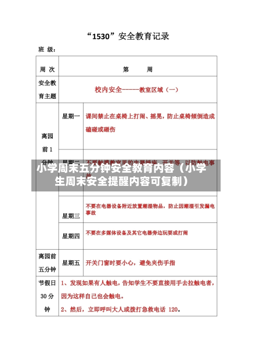 小学周末五分钟安全教育内容(小学生周末安全提醒内容可复制)-第1张图片