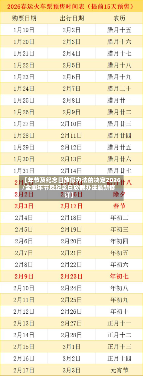 【年节及纪念日放假办法的决定2026/全国年节及纪念日放假办法最新修订】-第1张图片