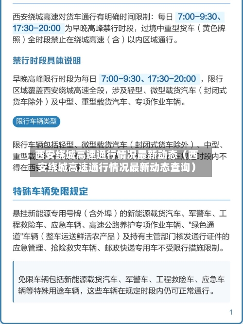 西安绕城高速通行情况最新动态(西安绕城高速通行情况最新动态查询)-第1张图片