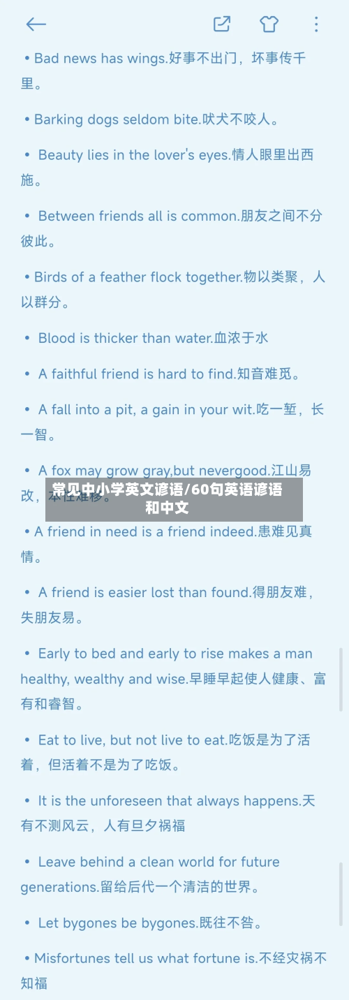 常见中小学英文谚语/60句英语谚语和中文-第1张图片