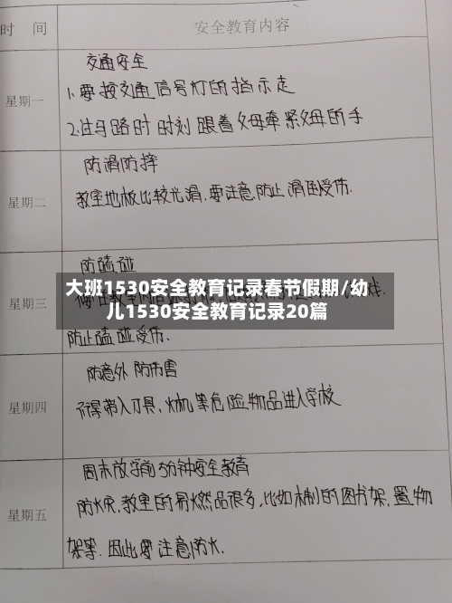 大班1530安全教育记录春节假期/幼儿1530安全教育记录20篇-第1张图片